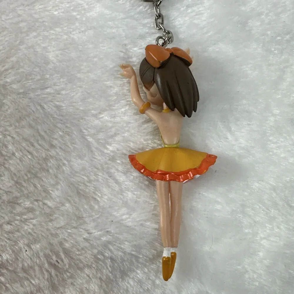 Magical Ojamajo Doremi‎ ballerina Figure Keychain Brown Hair Orange Dress